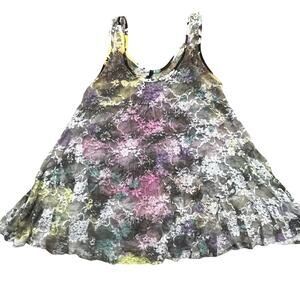 Miss Match Womens Medium Lace Floral Tank Top Flowy Sheer Y2K Cami Tie Dye Fairy